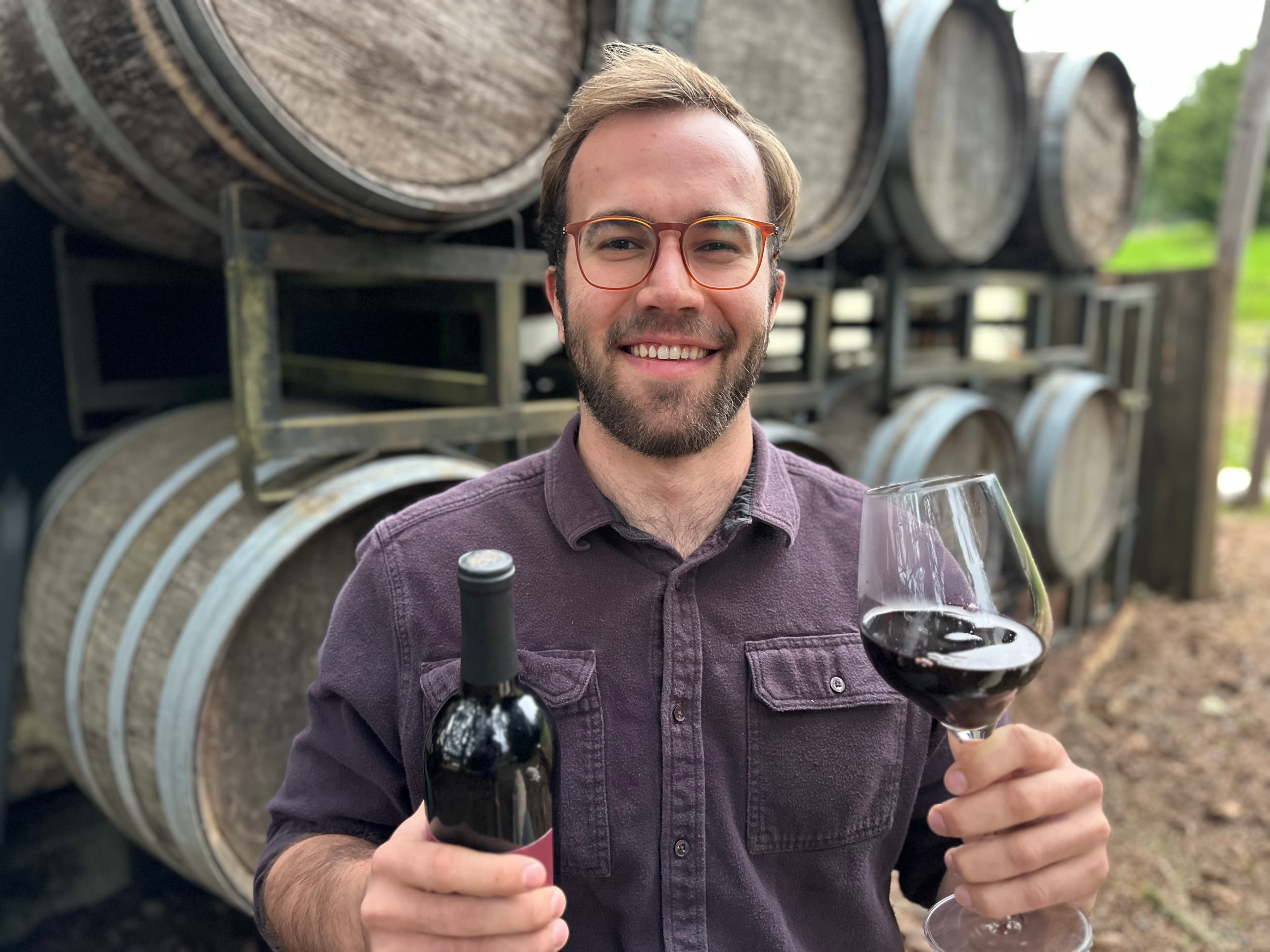 Jonas Crowder — Hidden Vineyards Wine Tours founder at a Willamette Valley winery
