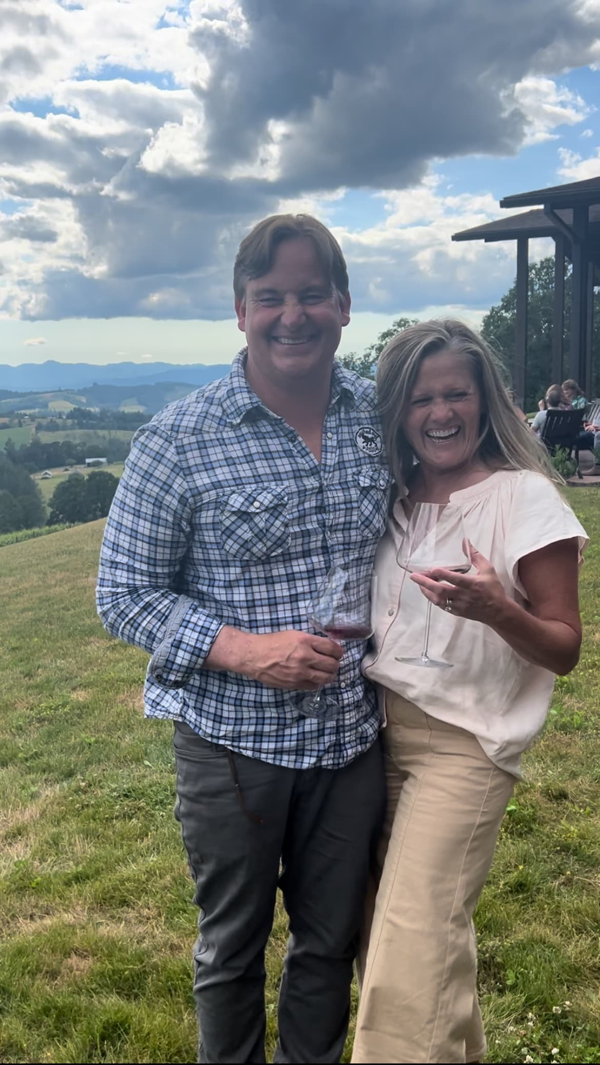Couple enjoying wine in the Willamette Valley